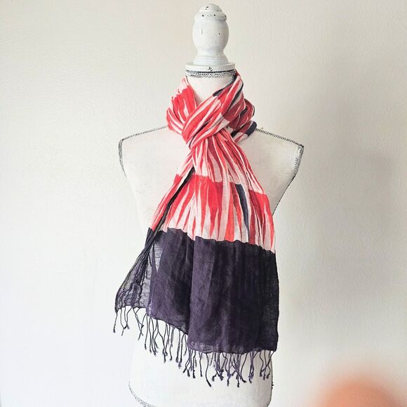 Gap Purple Orange Linen Cotton Scarf - Picture 2 of 5